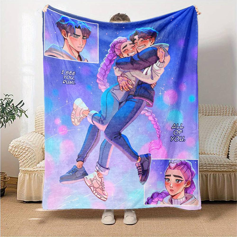1pc KPop Demon Hunters20 Blanket, Gift, for Men and Women, Soft Blanket, Good for Sofa Bed Couch Travel, Lightweight Flannel Blanket