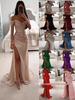 2025 Sequin Off-Shoulder Slit Dress - European & American Fashion for Women