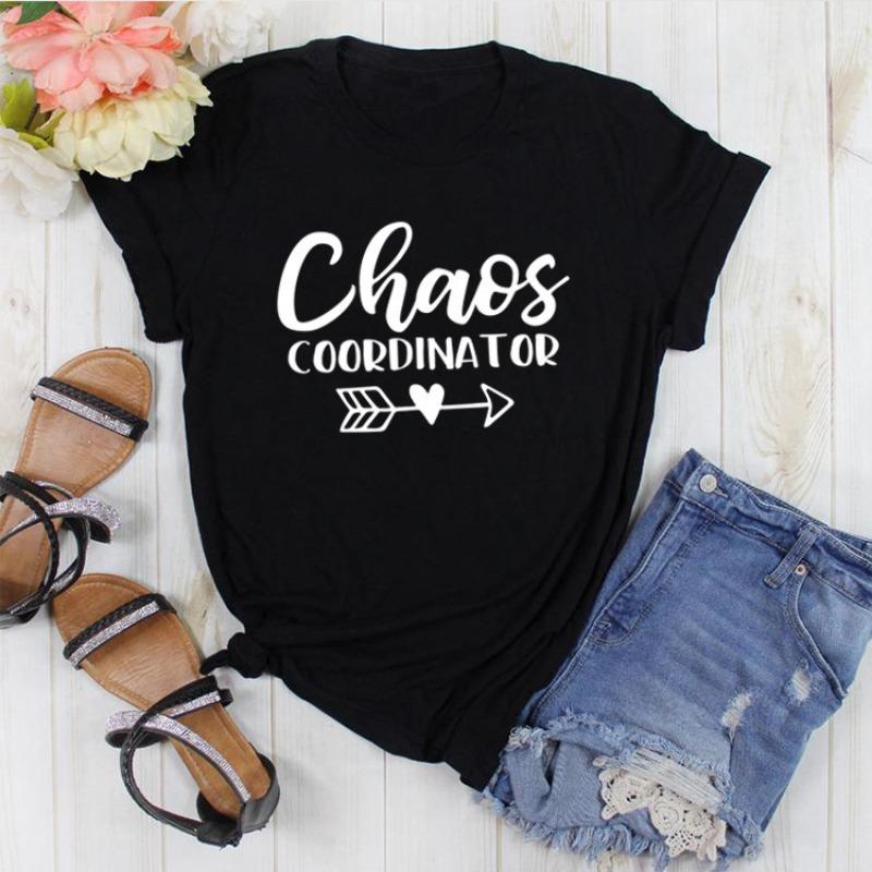 Women's Chaos COORDINATOR Letter Casual Short Sleeved T-shirt