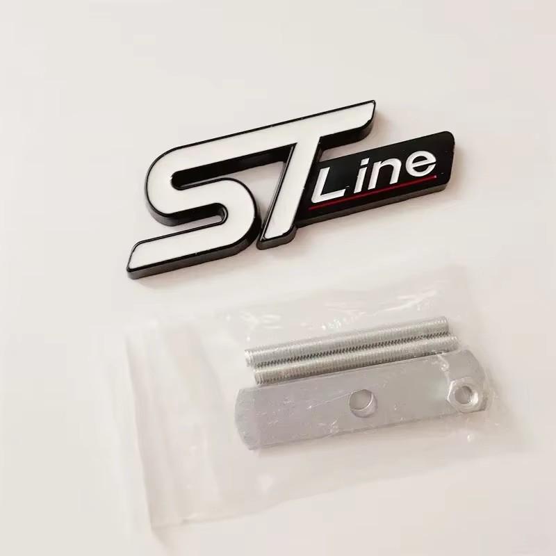 3D Metal ST Line Logo Car Front Grill Emblem Sticker Trunk Badge For Ford Kuga MK3 MK4 S Max Focus Puma Fiesta Accessories