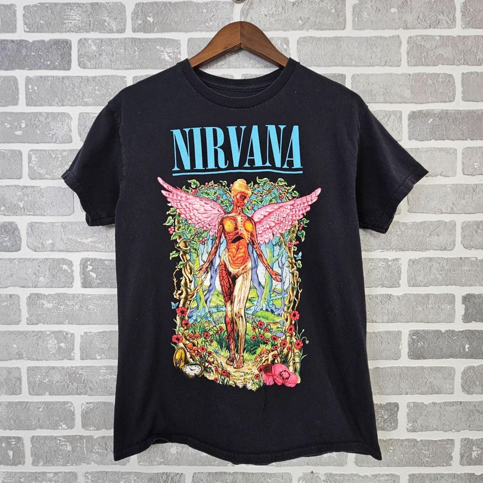 Nirvana Forest In Utero T-shirt Men Medium Black Graphic Short Sleeve Band Tee XL
