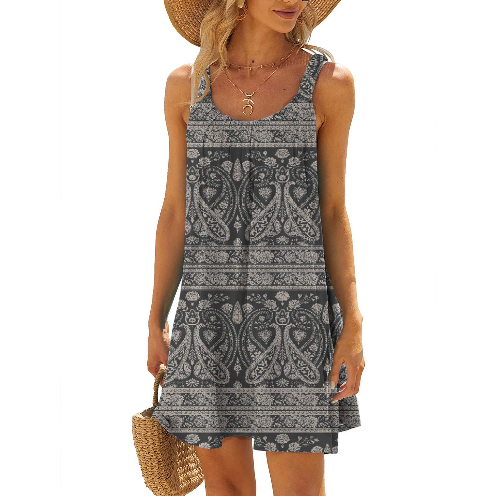 

Женское летнее сексуальное платье на подтяжках без рукавов с принтом платье на бретельках L