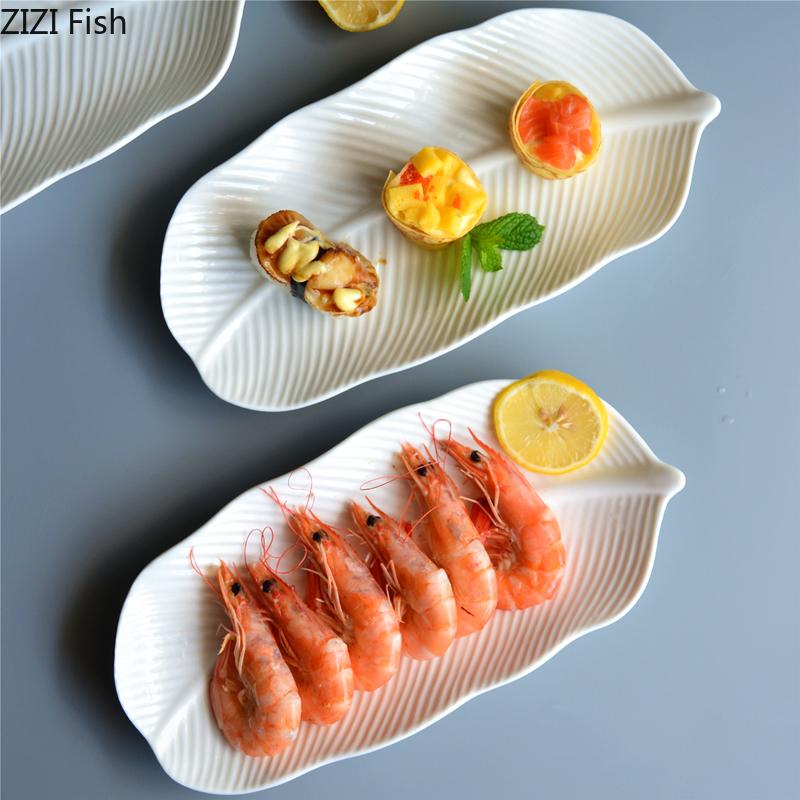 Blattteller Kreative Keramik Kochgeschirr Restaurant Lebensmitteldekoration Dim Sum Dessertteller Steakteller Küchengeschirr