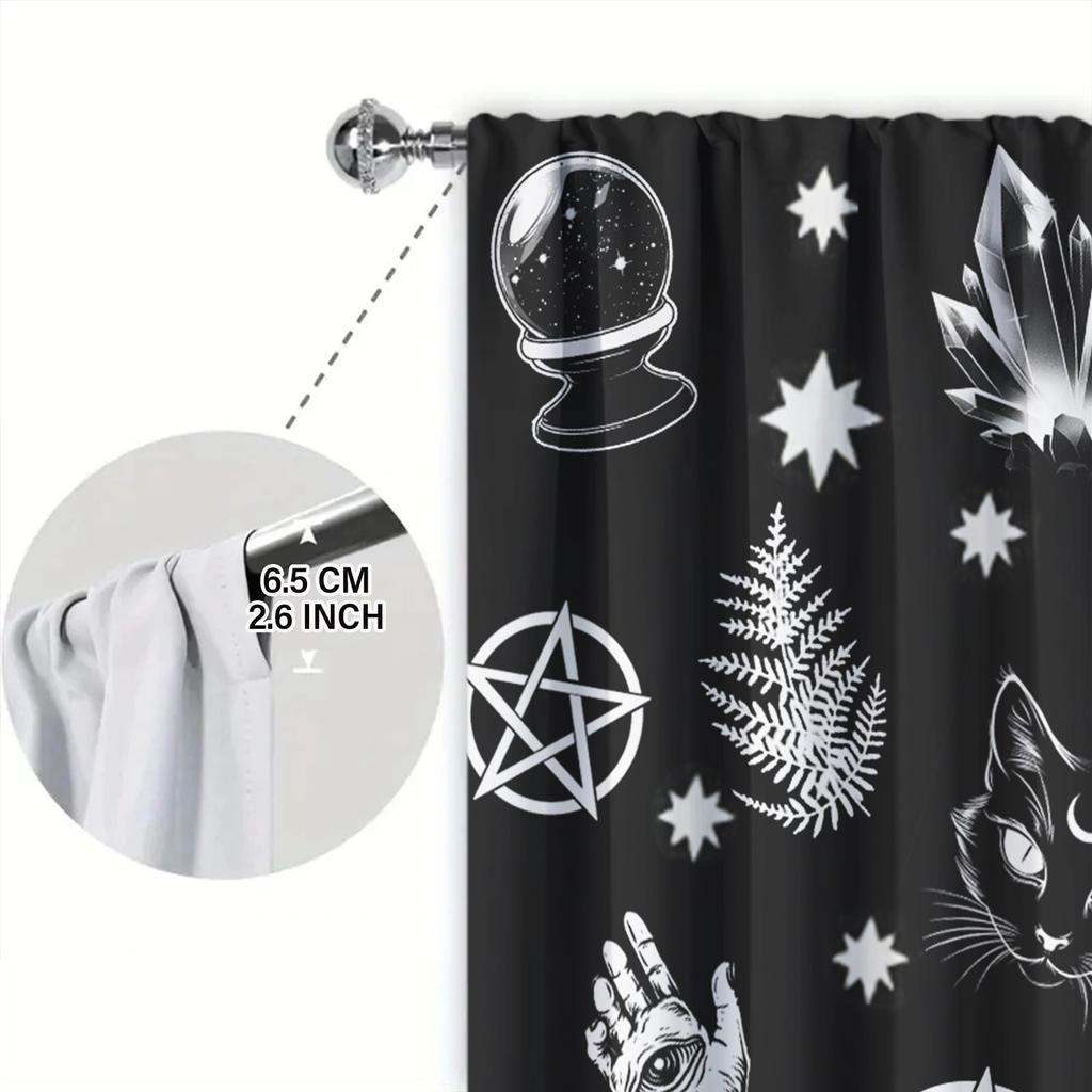 2 st Halloween Hexe Tryckt Gardin för Sovrum, Vardagsrum, Barnrum, Matsal och Arbetsrum Dekorera
