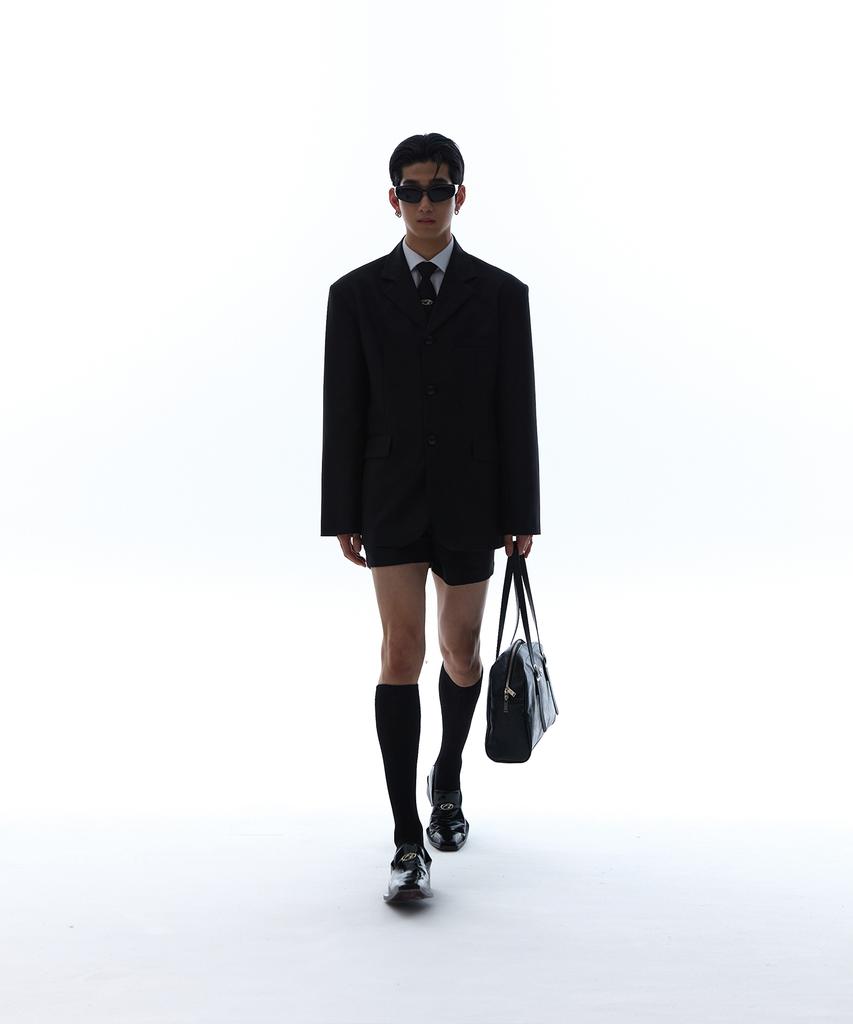 MORE THAN BLACK Logo Micro Shorts