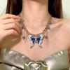 Personalized Punk Butterfly Crystal Bead Pendant Chains Choker Necklace For Women Y2K Rock Halloween Party Grunge Accessories