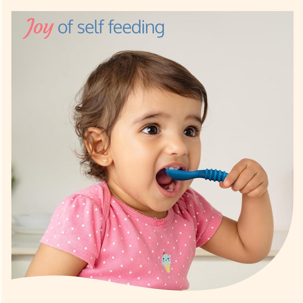 LuvLap Silicone Baby Feeding Spoons Set Of 2 For Baby Led Weaning And Self Feeding