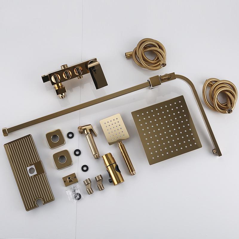 All-Copper Thermostatic Shower Faucet Set with Rain Shower Head