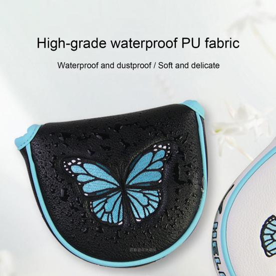 Golf-Putter-Abdeckung, Golfschläger-Schutz mit Magnetverschluss, wasserdichter Stoff, Schmetterlingsstickerei, feine Nähte, Golfschläger-Kopfbedeckung, Zubehör