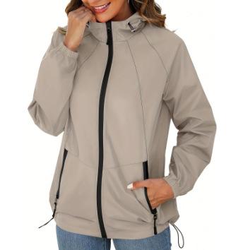 Popular windbreaker zipper hooded lightweight outdoor windproof jacket thin outdoor jacket women