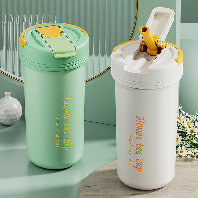 Multifunktionell Bärbar Termosmugg 430ml Vakuumflaskor Bärbar Termosmugg i Rostfritt Stål Vattenflaska Rese-Temugg Kontors-Termosmugg