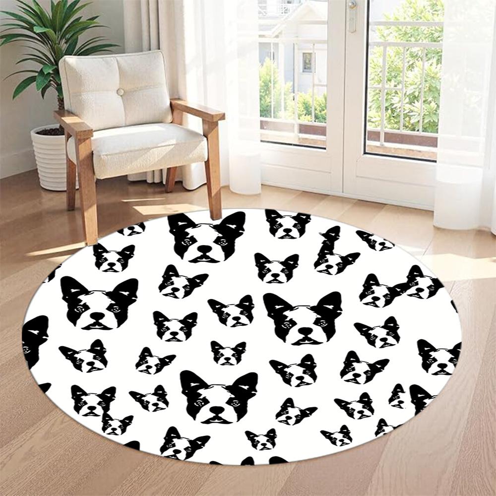 Dog Round Floor Mat Perfect for Living Rooms Dormitory Entryway Playrooms Antislip Round Carpet Anime Office Decor Perfect Gift for Friends Family