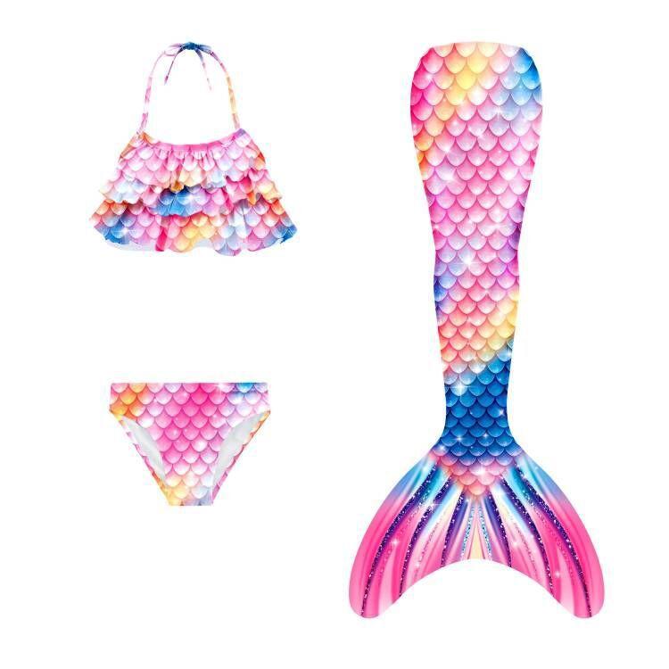 Cross-border new Ghnatygren mermaid swimsuit collection children's beach bikini three-piece party swimsuit