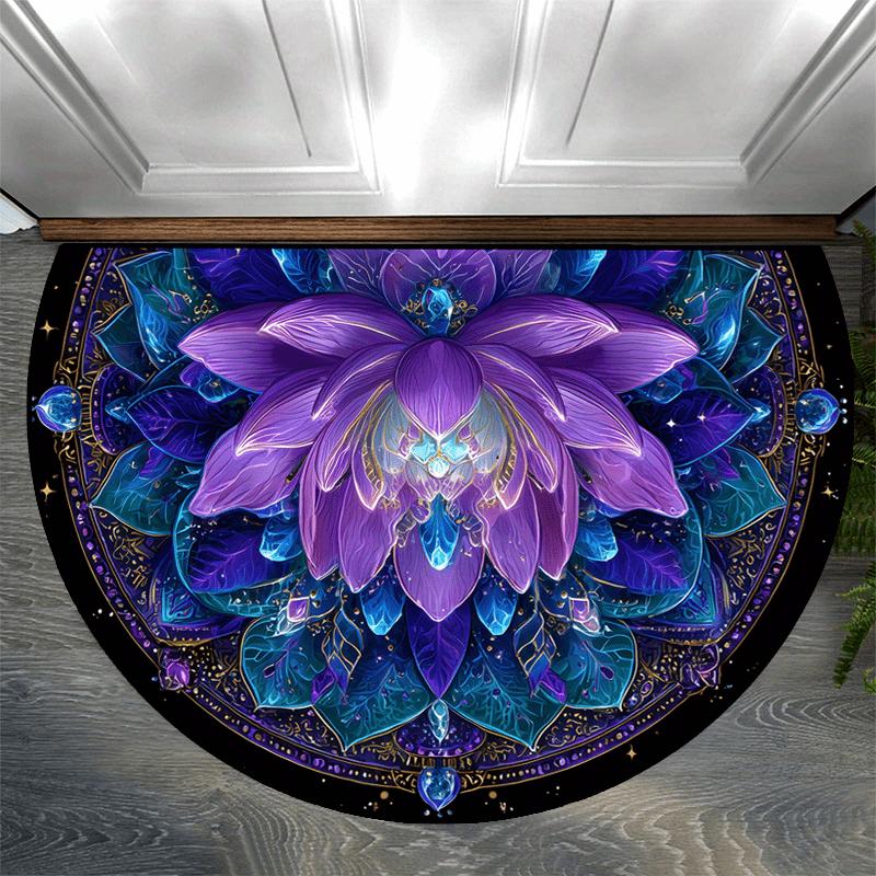 Minimalist Semi-Circular Carpet Soft Non-Slip Decorative Mat 2D Print Aesthetic Rug for Front Door Porch Home Decor Gift