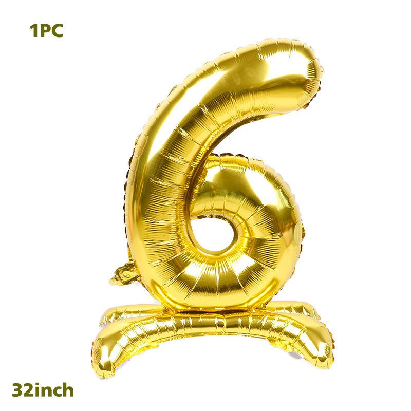 32 Inch Gold 3D Number Standing Aluminum Foil with Base for Birthday Party Decorations