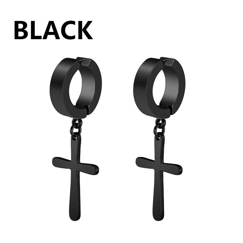 1Pair  Cross Pendant Ear Clip Non Piercing Earrings Fake Earrings Gift for Men Women Jewelry