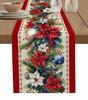 Natale Abete Argentato Foglie Fiocchi di Neve Grana Legno Lino Runner da Tavola Decorazione Cucina Runner da Tavola Forniture per Feste
