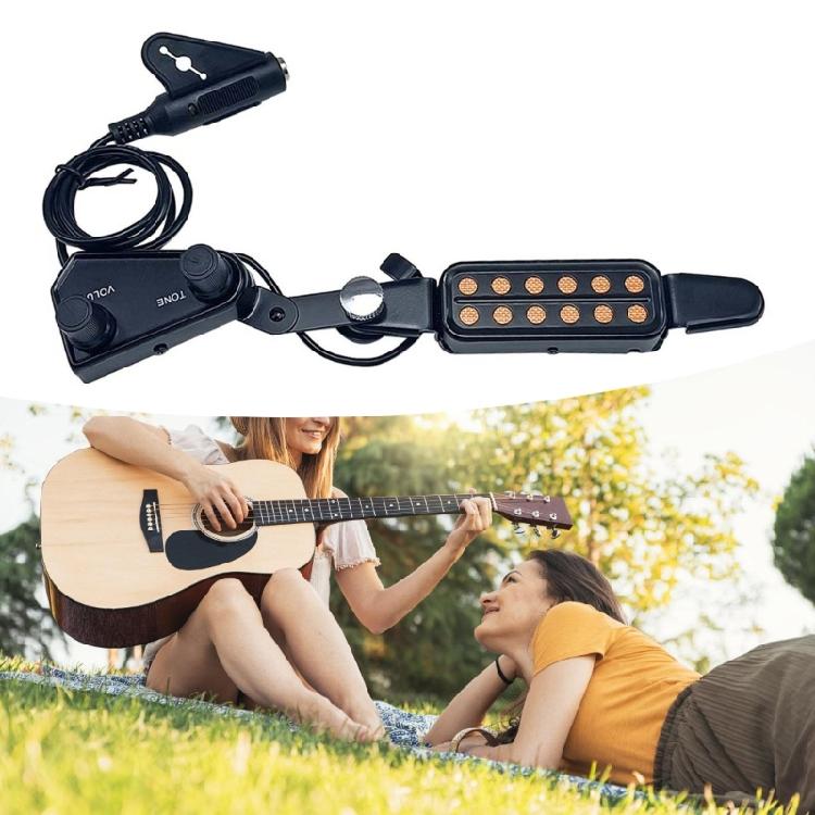 12 Hole Guitar Sound Pickup Acoustic Guitar Pickup with Volumes Tone Tuner Acoustic Guitar Transducer Amplifier