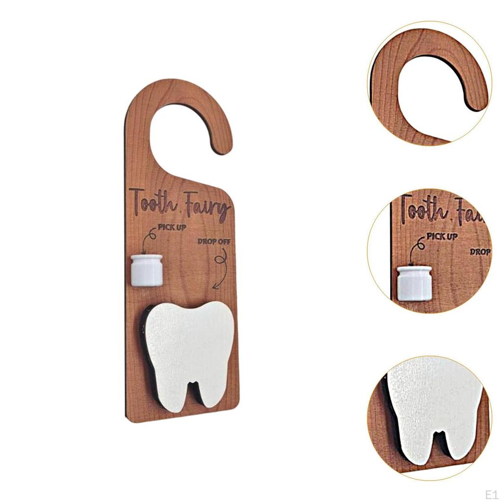 Wooden Tooth Door Hanger Decorative Sign Nursery Encourage Gift Pick up Box Holder for
