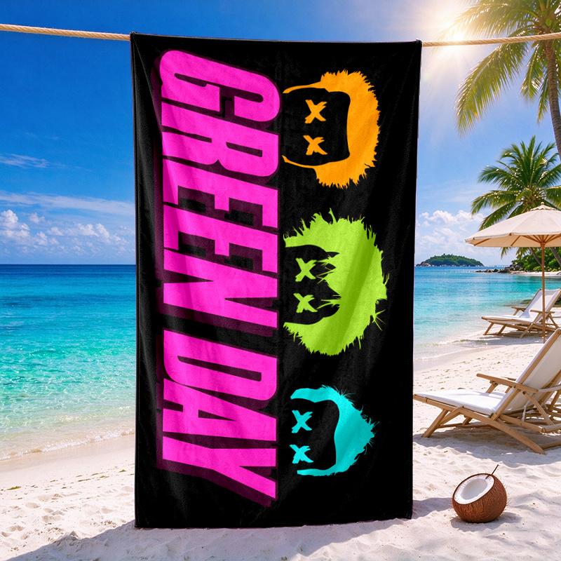 Green Day Quick-drying Soft and Absorbent Beach Towel—perfect for Beach Trips Swimming Outdoor Camping and Travel an Essential Beach Item
