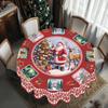 1 Piece Of Christmas Round And Rectangular Tablecloth, Various Sizes, Santa Claus And Christmas Tree Exquisite Scene Print Red Tablecloth, Christmas C
