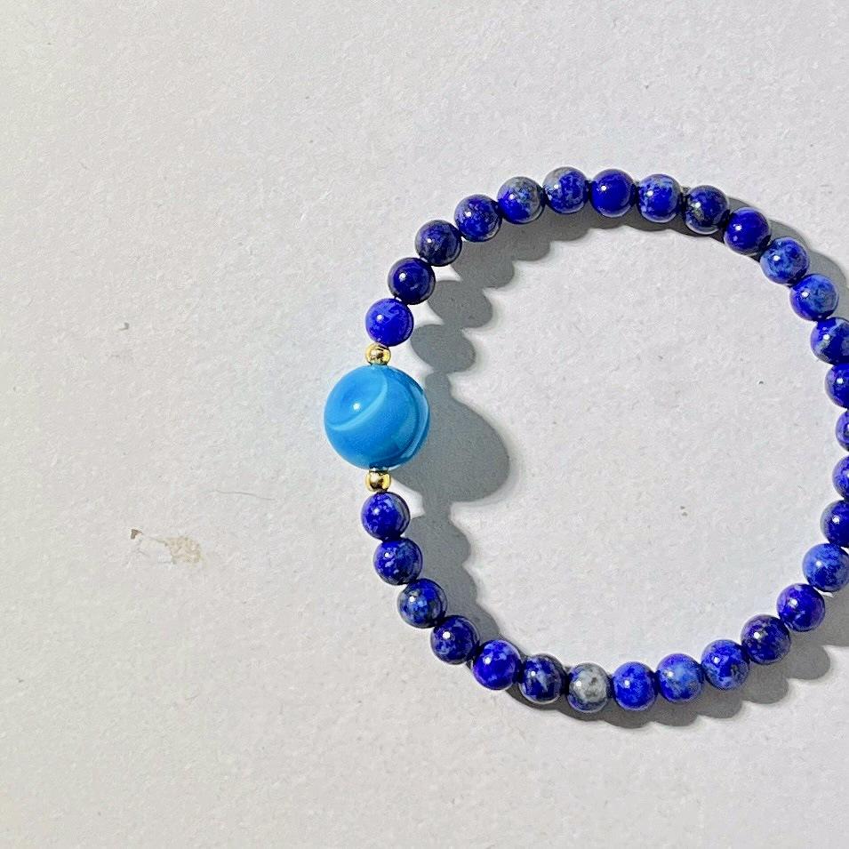 4mm Herbst und Winter Natürlicher Lapislazuli Design Sinn Basic Pendler Armband Armband