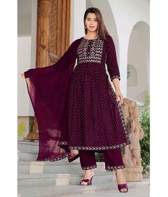 Damen Designer Rayon Schönes Anzugset und Dupatta-Set Indische Bollywood Partykleidung Kurti Kleid