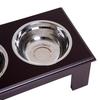 Raised Dog Feeding Bowls with Stand, Stainless Steel for Extra Small and Small Dog, 44L x 24W x 15H cm - Brown