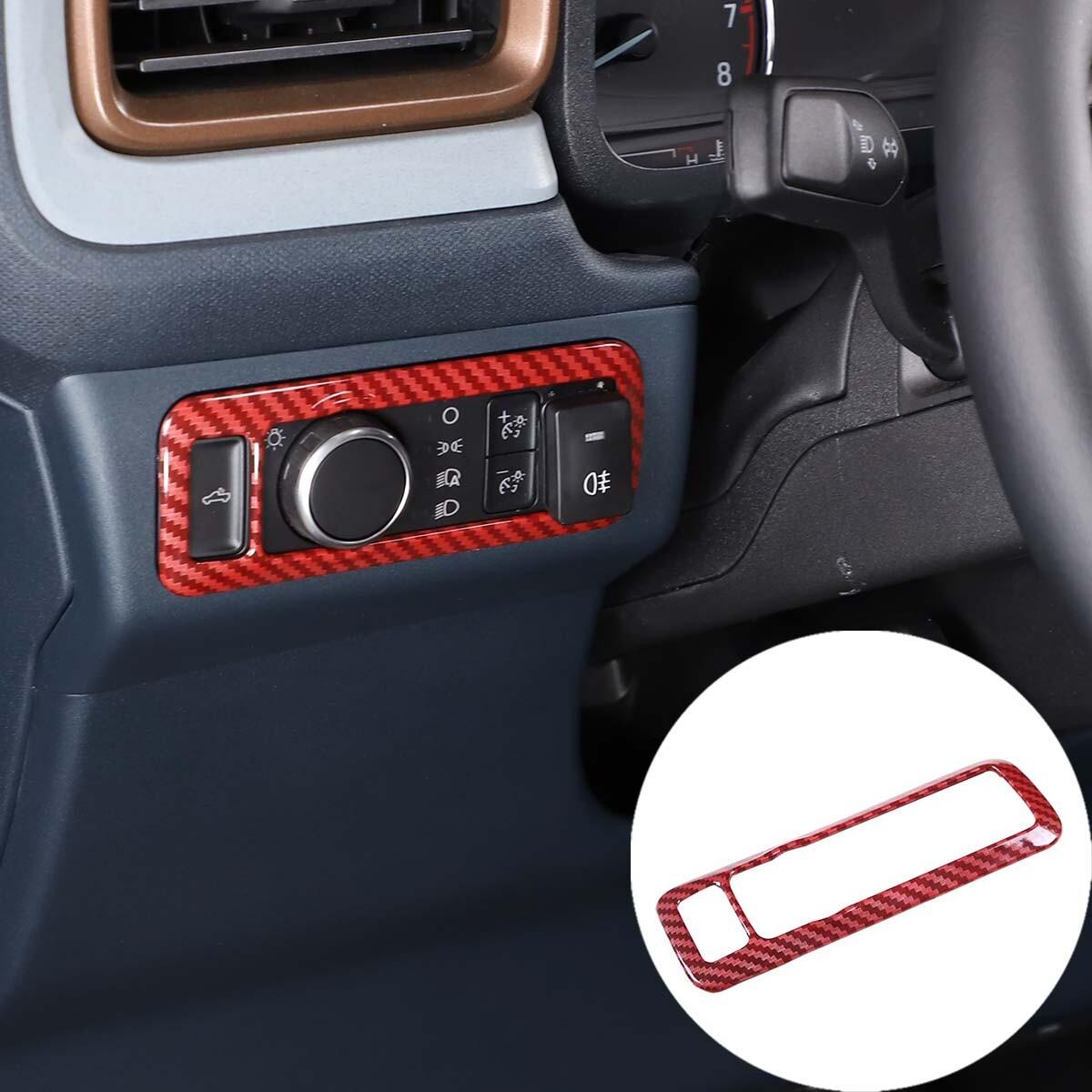 Red Carbon fiber Style Headlight Switch Panel Trim For Ford Maverick