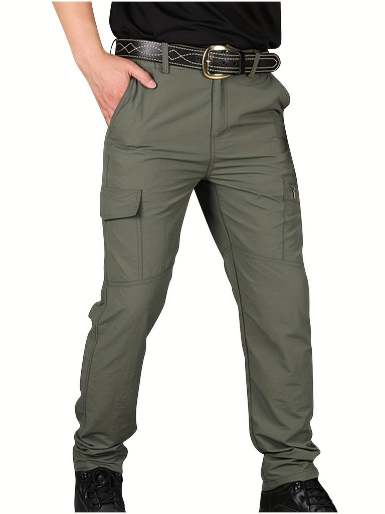 Men's summer tactical trousers combat anti-splashing multi-bag wear-resistant solid color overalls trend spot