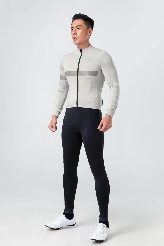 Morethan Cycling Jersey with Reflective and Pockets Men's Fleece-Lined (Size M/Gray/Long Sleeve/Autumn/Winter) Warmth, Material, (FVP-017)