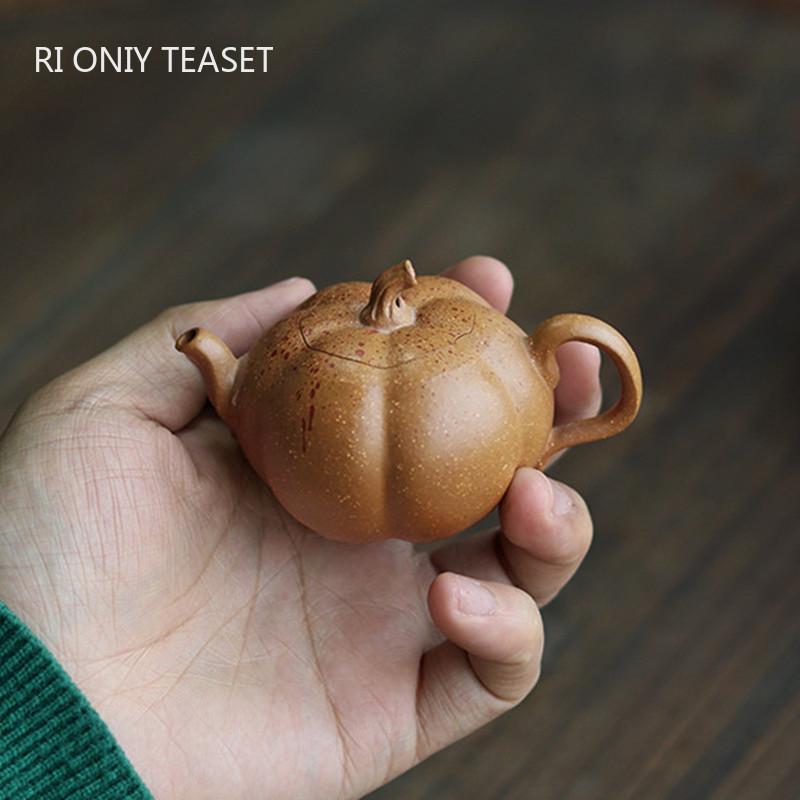 70ml Yixing Purple Clay Teapot Small Capacity Pumpkin Shape Tea Pot Famous Handmade Zisha Kettle Chinese Tea Set Customized