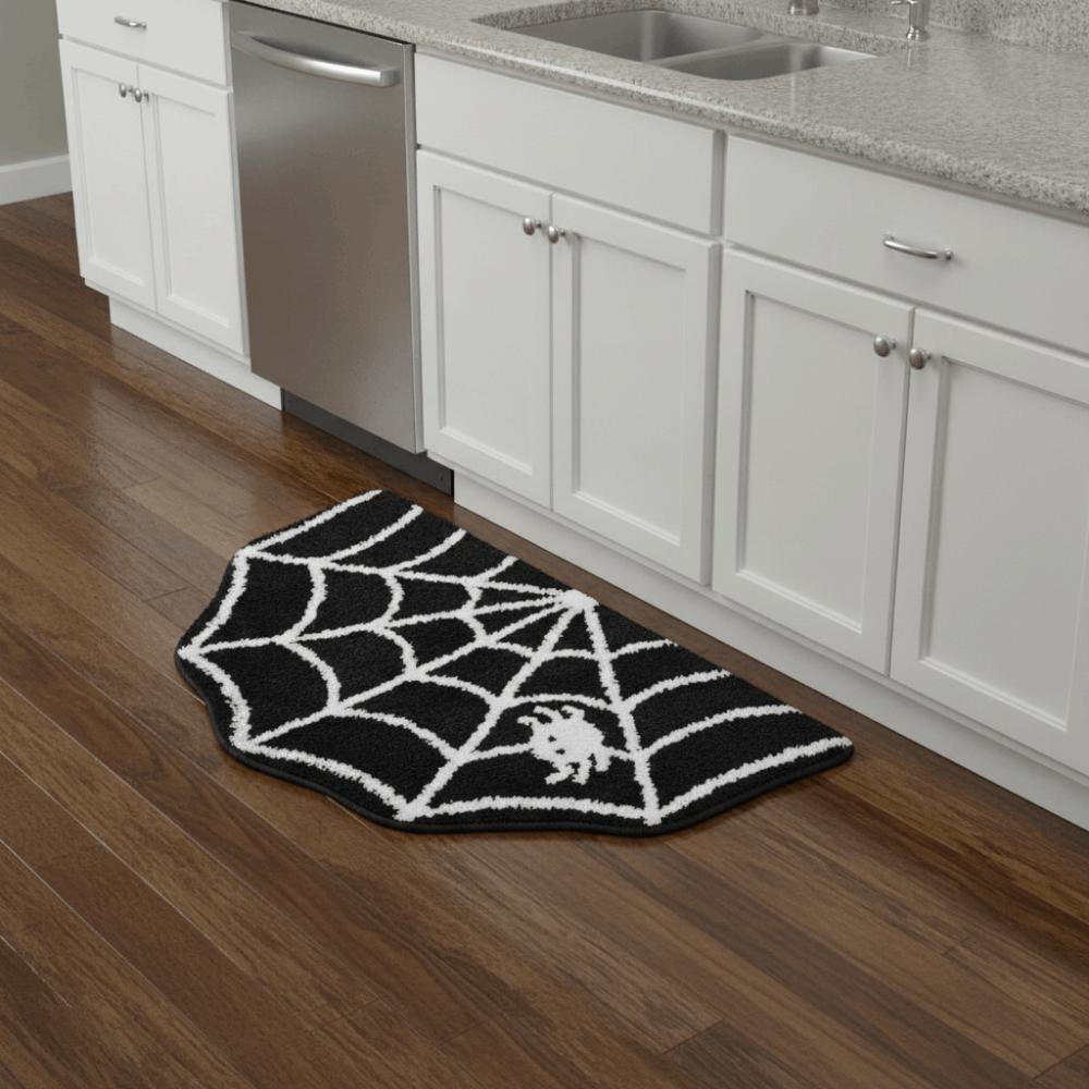 Non-slip Halloween Unwelcome Bat Doormat Faux Cashmere Halloween Decorative Carpet Bathroom
