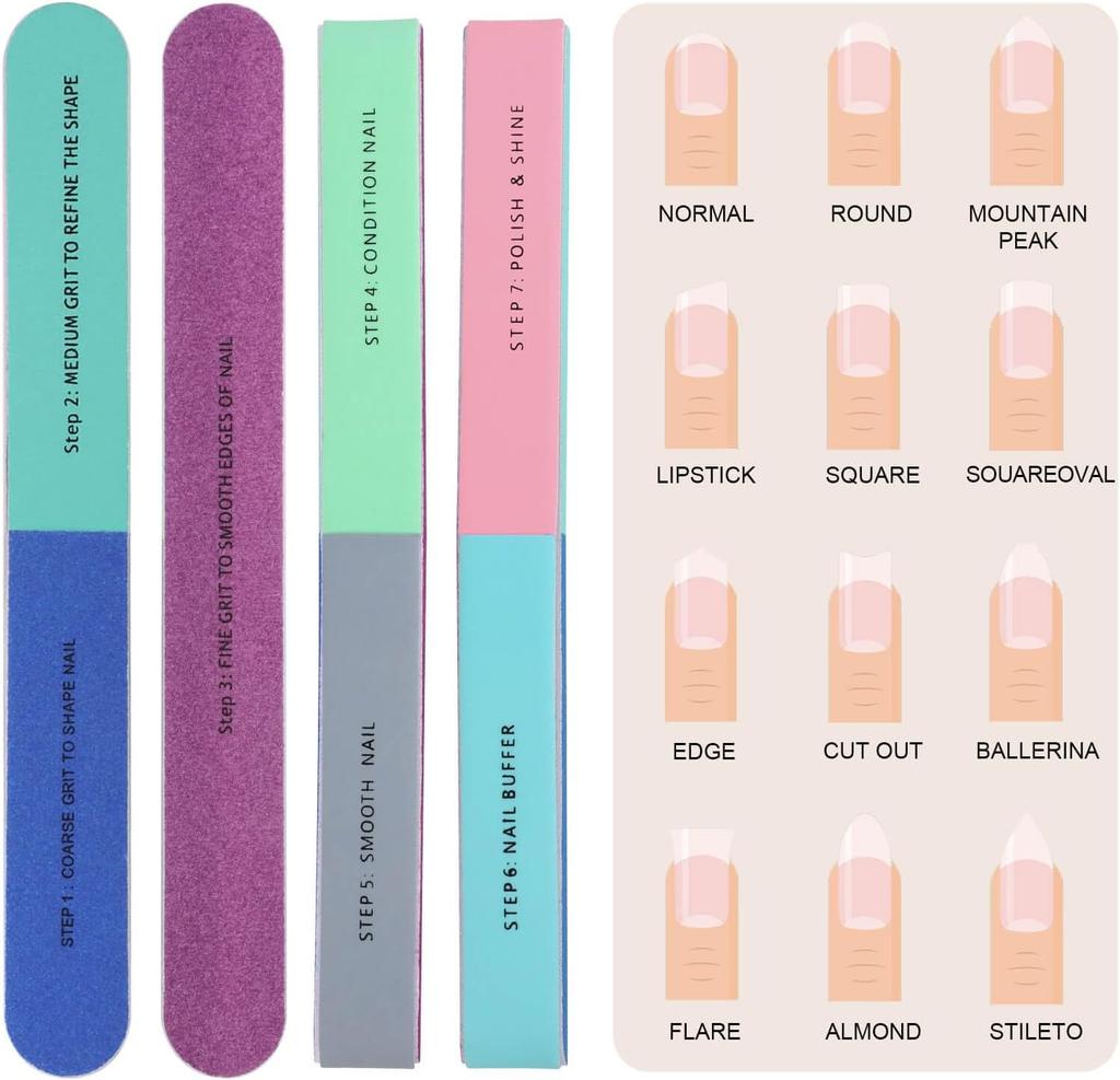 1/5Pcs Nail File Seven Sided Polishing Tools Manicure Pedicure Professional Files Nail Art Sanding Buffer Block Nail Tools