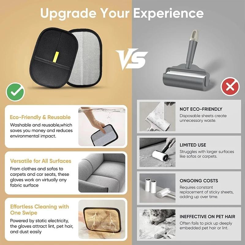 Pet Electrostatic Hair Removal Gloves Dog Cat Hair Removal Brush Gloves Hair Adhesive Gloves Carpet Clothing Hair Cleaning Brush