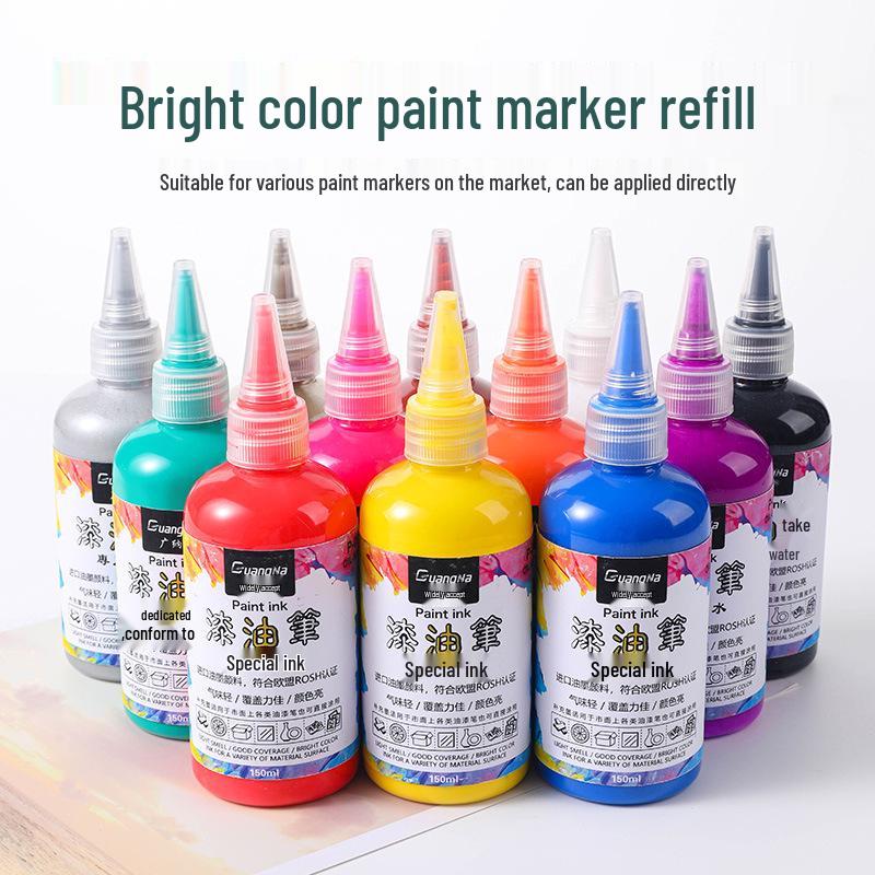 Oil-Based Colored Paint Marker Refill, 150ML Waterproof Ink