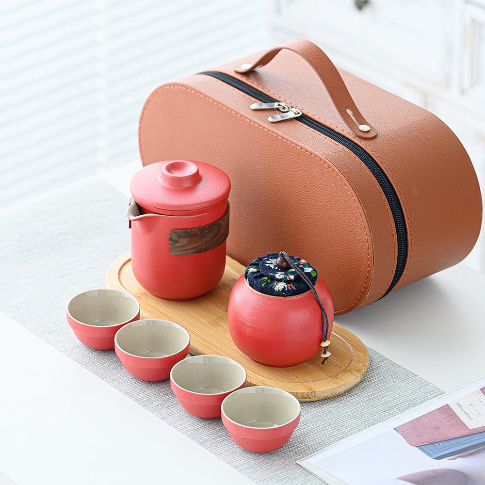 Black Pottery Travel Tea Set Portable Express Cup Outdoor Kung Fu Teacup Japanese-style Teapot Business Gift Set