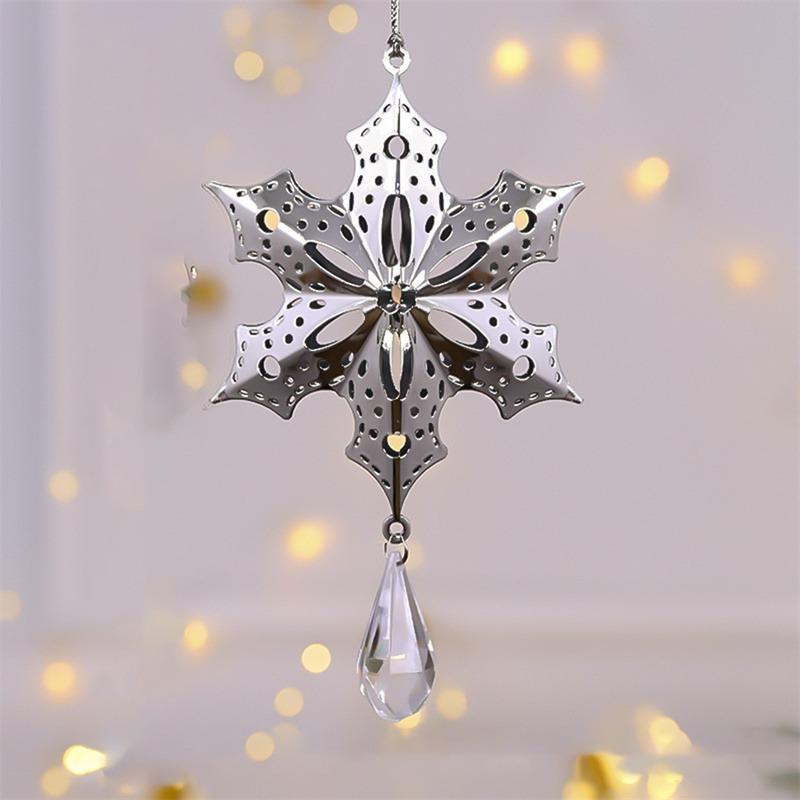Snowflake Icicle Drop Ornaments Crystal Christmas Tree Transparent Decoration Pendant Christmas Home Decoration Navidad