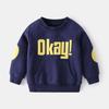Boys Letter Print Sweatshirt Crewneck Long Sleeve Casual Pullover Fashion Top Clothing for Toddler and Kids