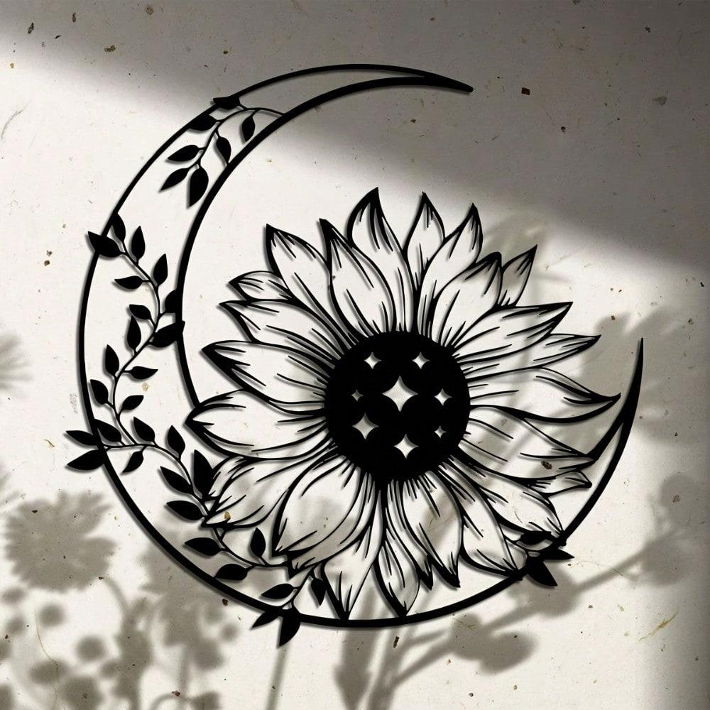 1pc Sunflower Metal Wall Art 15.7x15.6 Inch Iron Sculpture for Home Patio Balcony Decor Gift