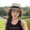 New Summer Visor Hat Flat Top Straw Hat Women's Seaside Beach Sun Protection Woven Sun Hat