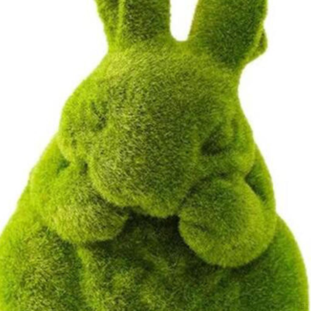 Rabbit Statue, Furry Flocked Garden Sculpture ,Decor, Creative ,Bunny Figurine, Yard Ornament for