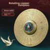 Solid Brass Mini Rotating Bagua Compass with Tai Chi Gyroscope Handle