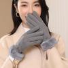 Polar Fleece 2 Finger Flip Gloves Soft Plush Thickened Gloves Women Anti-cold Mittens  Cycling