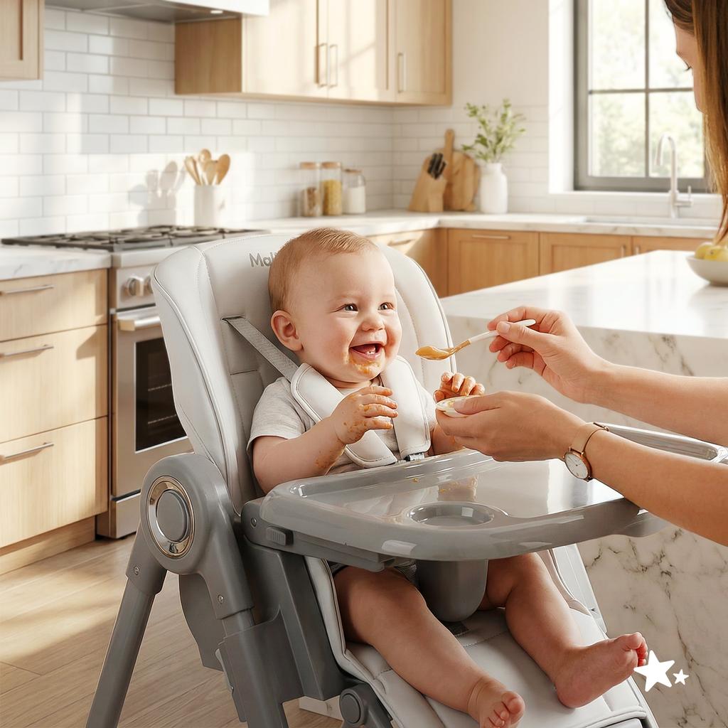 Savro 2-in-1 Folding Baby Highchair With Adjustable Tray And Straps