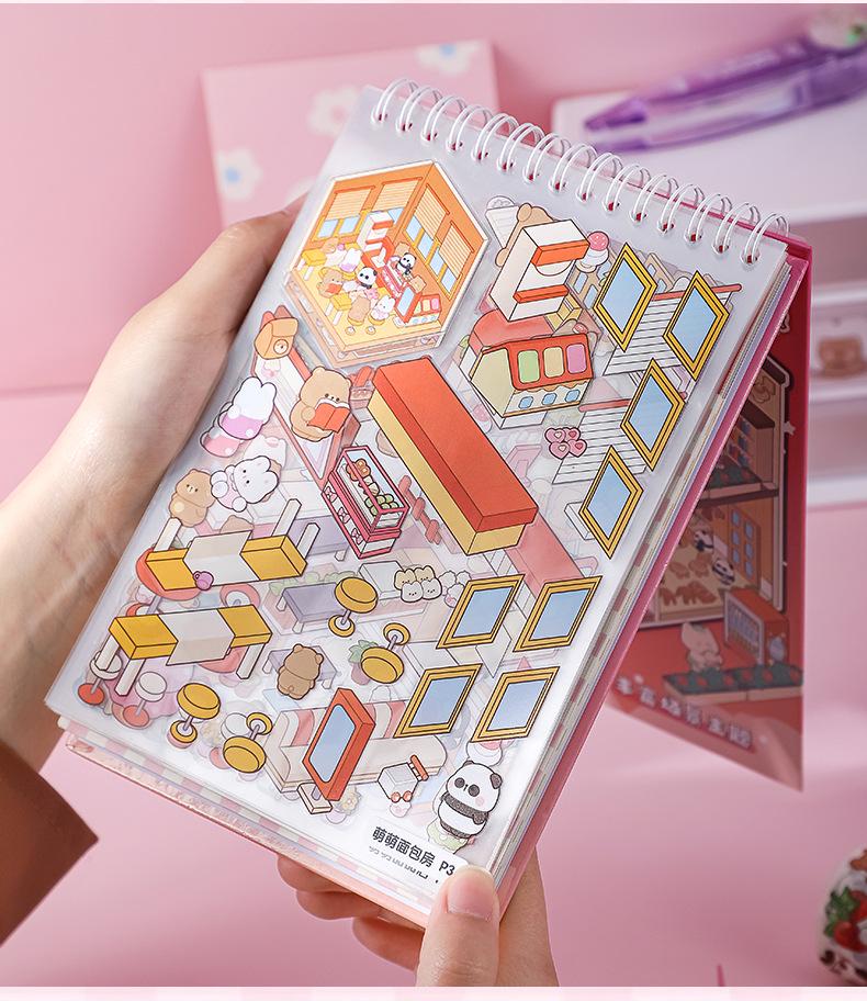3D Miniaturní chaloupka Kniha samolepek: Kreativní skládané samolepky pro dekompresi a tvoření
