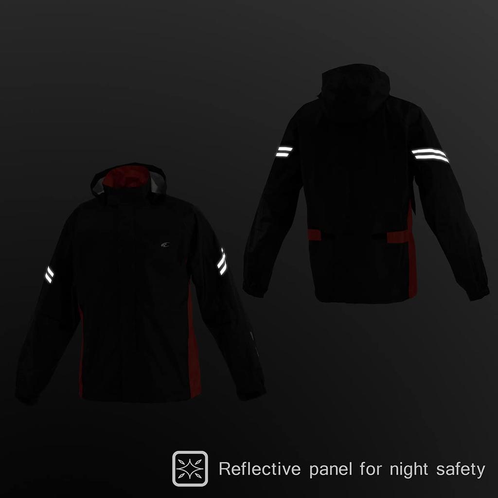 KOMINE 03-5393 Men's Motorcycle Rain Jacket KOMINE Black Red 2XL RK-5393