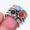 Natural Carnelian, Opal Gemstone 925 Sterling Silver Jewelry Ring Size 7.5 AR-18935
