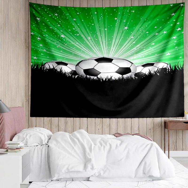 Soccer Print Tapestry, Backdrop, Easy Setup, Ideal for Bedroom, Office & Living Room, with Aesthetic Wall Hanging Decor.