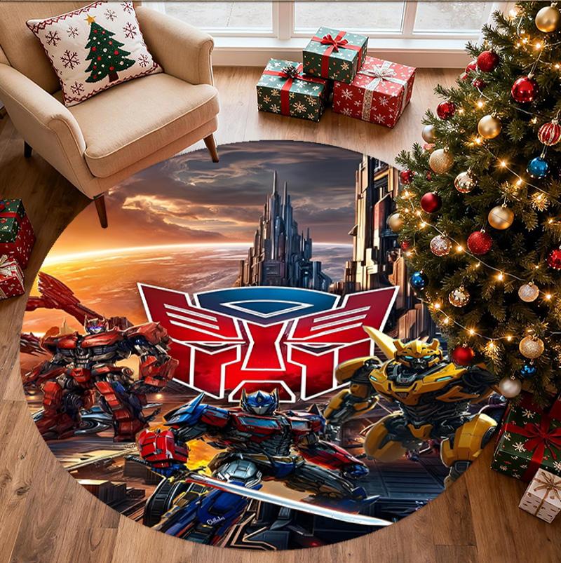Transformers Pattern Round Rug, Indoor/Outdoor Mat, for Picnic, Gameroom, Bedroom, Office, Living Room, Home Decor Carpet, Birthday Gift